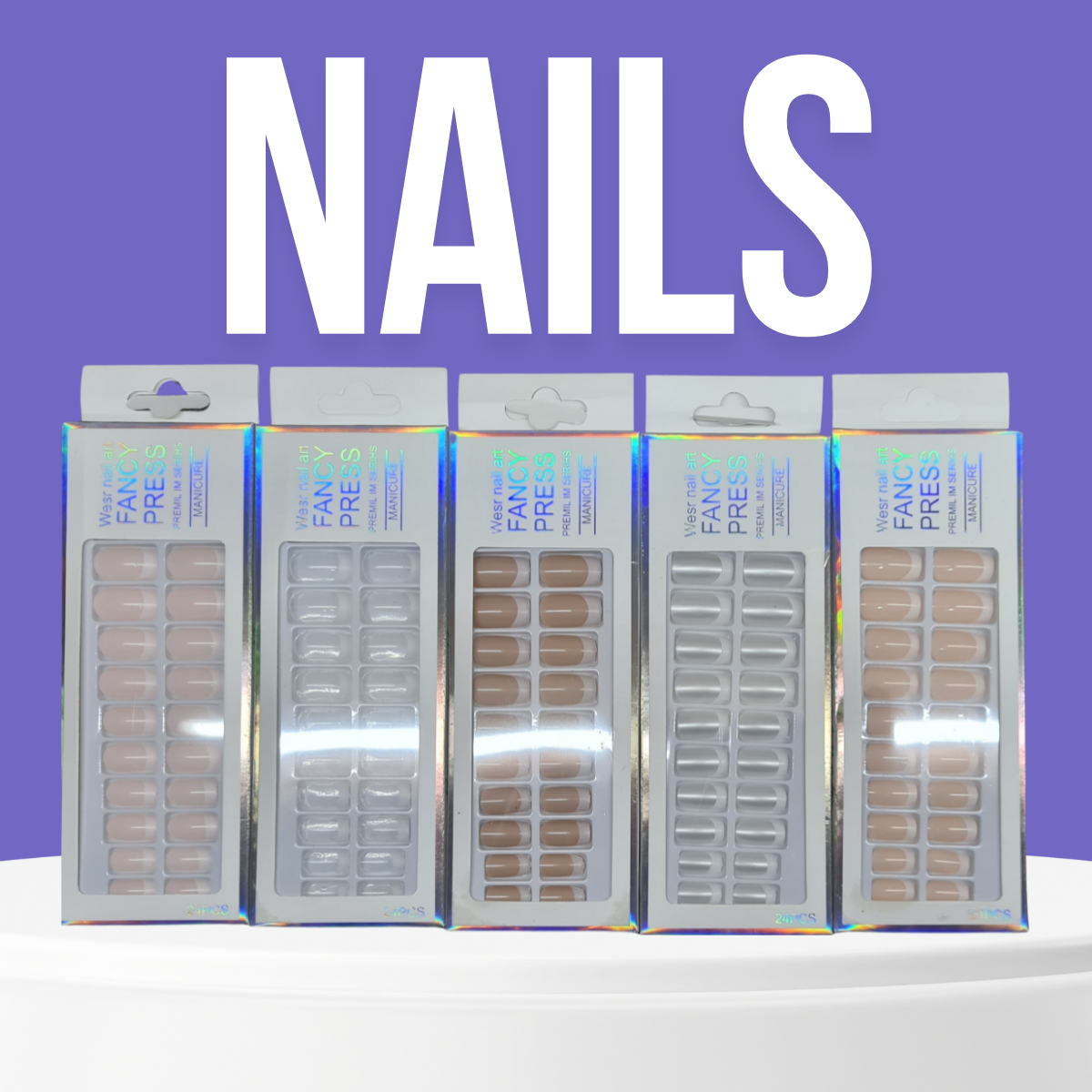 Fancy Press-On Nails Set – 12 Pcs | Reusable & Stylish Nail Art