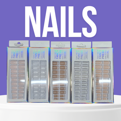 Fancy Press-On Nails Set – 12 Pcs | Reusable & Stylish Nail Art